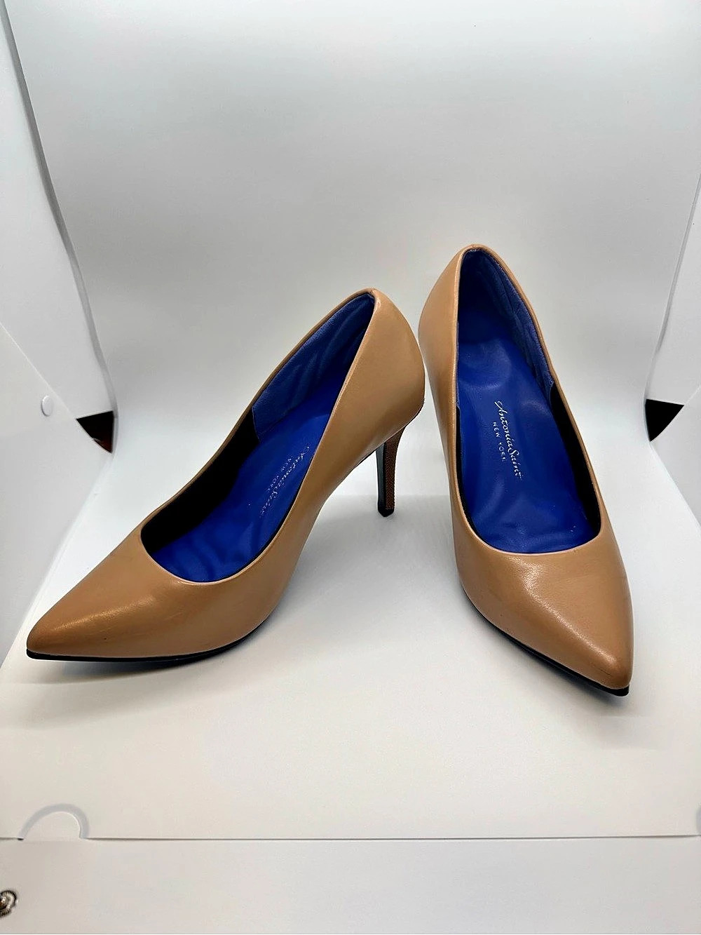 Antonia Saint New York Beige Pointed-Toe Heels